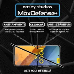Folie Sticla CASEY STUDIOS compatibila cu Xiaomi Poco M6 4G, Full Glue, Duritate Militara, Ultra HD, Anti Zgarieturi, Anti Amprente, Anti Socuri, Margini Negre Negru