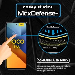 Folie Sticla CASEY STUDIOS compatibila cu Xiaomi Poco M6 4G, Full Glue, Duritate Militara, Ultra HD, Anti Zgarieturi, Anti Amprente, Anti Socuri, Margini Negre Negru