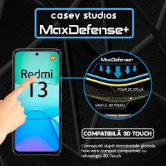 Folie Sticla CASEY STUDIOS compatibila cu Xiaomi Redmi 13, Full Glue, Duritate Militara, Ultra HD, Anti Zgarieturi, Anti Amprente, Anti Socuri, Margini Negre Negru