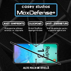 Folie Sticla CASEY STUDIOS compatibila cu Xiaomi Redmi 13, Full Glue, Duritate Militara, Ultra HD, Anti Zgarieturi, Anti Amprente, Anti Socuri, Margini Negre Negru