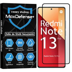 Folie Sticla CASEY STUDIOS compatibila cu Xiaomi Redmi Note 13 / Redmi Note 13 4G / Redmi Note 13 Pro 4G/5G, Full Glue, Duritate Militara, Ultra HD, Anti Zgarieturi, Anti Amprente, Anti Socuri, Margini Negre