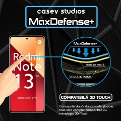 Folie Sticla CASEY STUDIOS compatibila cu Xiaomi Redmi Note 13 / Redmi Note 13 4G / Redmi Note 13 Pro 4G/5G, Full Glue, Duritate Militara, Ultra HD, Anti Zgarieturi, Anti Amprente, Anti Socuri, Margini Negre Negru