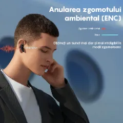 Casti Wireless Bluetooth 5.3 Lagato Gen1 Pro cu anularea zgomotului ambiental, in-ear, Latenta redusa, Afisaj digital, Hi-Fi, Microfon, Autonomie 40 ore, Control tactil inteligent, Sport, Negru Negru