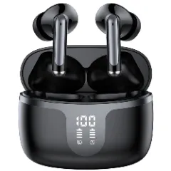 Casti Wireless Bluetooth 5.3 Lagato Sentor Pro cu anularea zgomotului ambiental, in-ear, Latenta redusa, Afisaj digital, Hi-Fi, Microfon, Autonomie 40 ore, Control tactil inteligent, Sport, Negru Negru