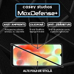 Folie Sticla CASEY STUDIOS compatibila cu Xiaomi Redmi 10C / 12C, Full Glue, Ultra HD, Anti Zgarieturi, Anti Amprente, Anti Socuri, Margini Negre Negru