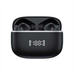 Casti Wireless Bluetooth 5.3 Lagato Aurora X cu anularea zgomotului ambiental, in-ear, Latenta redusa, Afisaj digital, Hi-Fi, Microfon, Autonomie 40 ore, Control tactil inteligent, Sport, Negru