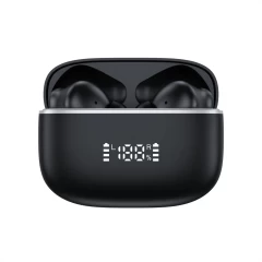 Casti Wireless Bluetooth 5.3 Lagato Aurora X cu anularea zgomotului ambiental, in-ear, Latenta redusa, Afisaj digital, Hi-Fi, Microfon, Autonomie 40 ore, Control tactil inteligent, Sport, Negru Negru