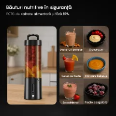 Mini Blender Portabil LAGATO Classic Pro, 24000 RMP, 150W, 4000mAh, Capacitate 500ml, 6 Lame Ascutite de Otel, Tehnologie Pulse, Design Unic, Impermeabil, Smoothie-uri, Sucuri, Shake-uri Proteice, Negru Negru