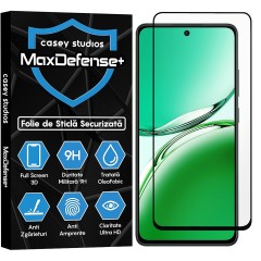 Folie Sticla CASEY STUDIOS? pentru Oppo Reno 12 F 4G, Full Glue, Sticla Securizata, Duritate Militara, Ultra HD, Protectie Profesionala Ecran 3D, Anti Zgarieturi, Anti Socuri, Negru