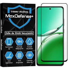 Folie Sticla CASEY STUDIOS? pentru Oppo Reno 12 F 4G, Full Glue, Sticla Securizata, Duritate Militara, Ultra HD, Protectie Profesionala Ecran 3D, Anti Zgarieturi, Anti Socuri, Negru Negru