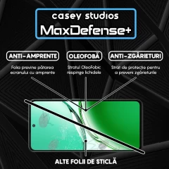 Folie Sticla CASEY STUDIOS? pentru Oppo Reno 12 F 4G, Full Glue, Sticla Securizata, Duritate Militara, Ultra HD, Protectie Profesionala Ecran 3D, Anti Zgarieturi, Anti Socuri, Negru Negru