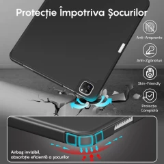 Husa Inteligenta compatibila cu iPad Pro 13 2024, MagneticX, CASEY STUDIOS?, Unghiuri Ajustabile, Suport Stylus Pen, Carcasa Flexibila, Functie Auto Sleep/Wake &Touch ID, Subtire si Usoara, Negru Negru