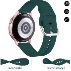 Curea Silicon Samsung Galaxy Watch 4 40mm/4 44mm/4 Clasic 46mm/5 40mm/5 44mm/5 Pro/6 44mm/6 Classic 43mm/6 Clasc 47mm/7 40mm/7 44mm/Active/Active 2 40mm/Active 2 44mm/SE 40mm/ - 20mm Silicone Casey Studios Verde