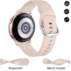 Curea Silicon Samsung Galaxy Watch 4 40mm/4 44mm/4 Clasic 46mm/5 40mm/5 44mm/5 Pro/6 44mm/6 Classic 43mm/6 Clasc 47mm/7 40mm/7 44mm/Active/Active 2 40mm/Active 2 44mm/SE 40mm/ - 20mm Silicone Casey Studios Pink Sand