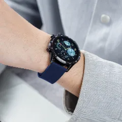 Curea Silicon Samsung Galaxy Watch 4 40mm/4 44mm/4 Clasic 46mm/5 40mm/5 44mm/5 Pro/6 44mm/6 Classic 43mm/6 Clasc 47mm/7 40mm/7 44mm/Active/Active 2 40mm/Active 2 44mm/SE 40mm/ - 20mm Silicone Legatura Metalica Casey Studios Albastru Inchis