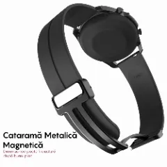 Curea Silicon Samsung Galaxy Watch 4 40mm/4 44mm/4 Clasic 46mm/5 40mm/5 44mm/5 Pro/6 44mm/6 Classic 43mm/6 Clasc 47mm/7 40mm/7 44mm/Active/Active 2 40mm/Active 2 44mm/SE 40mm/ - 20mm Silicone Legatura Metalica Casey Studios Negru