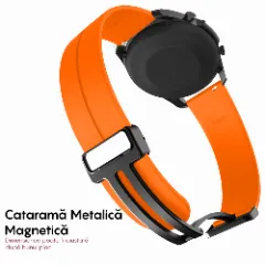 Curea Silicon Samsung Galaxy Watch 4 40mm/4 44mm/4 Clasic 46mm/5 40mm/5 44mm/5 Pro/6 44mm/6 Classic 43mm/6 Clasc 47mm/7 40mm/7 44mm/Active/Active 2 40mm/Active 2 44mm/SE 40mm/ - 20mm Silicone Legatura Metalica Casey Studios Portocaliu