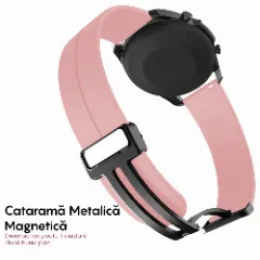 Curea Silicon Samsung Galaxy Watch 4 40mm/4 44mm/4 Clasic 46mm/5 40mm/5 44mm/5 Pro/6 44mm/6 Classic 43mm/6 Clasc 47mm/7 40mm/7 44mm/Active/Active 2 40mm/Active 2 44mm/SE 40mm/ - 20mm Silicone Legatura Metalica Casey Studios Pink Sand