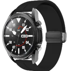 Curea Silicon Samsung Galaxy Watch 7/Active 2/Active/FE/6/5 Pro/5/4/3 - 20mm Silicone Legatura Metalica Casey Studios Negru 