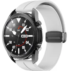 Curea Silicon Samsung Galaxy Watch 7/Active 2/Active/FE/6/5 Pro/5/4/3 - 20mm Silicone Legatura Metalica Casey Studios Alb 