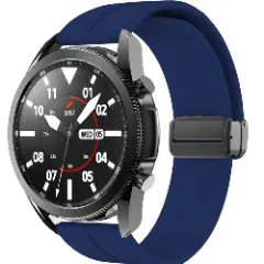 Curea Silicon Samsung Galaxy Watch 7/Active 2/Active/FE/6/5 Pro/5/4/3 - 20mm Silicone Legatura Metalica Casey Studios Albastru Inchis 