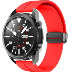 Curea Silicon Samsung Galaxy Watch 7/Active 2/Active/FE/6/5 Pro/5/4/3 - 20mm Silicone Legatura Metalica Casey Studios Rosu 