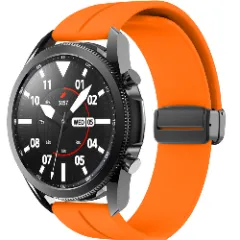 Curea Silicon Samsung Galaxy Watch 7/Active 2/Active/FE/6/5 Pro/5/4/3 - 20mm Silicone Legatura Metalica Casey Studios Portocaliu