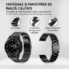 Curea Metalică Samsung Galaxy Watch 4 40mm/4 44mm/4 Clasic 46mm/5 40mm/5 44mm/5 Pro/6 44mm/6 Classic 43mm/6 Clasc 47mm/7 40mm/7 44mm/Active/Active 2 40mm/Active 2 44mm/SE 40mm/ - 20mm Metalică Casey Studios Negru