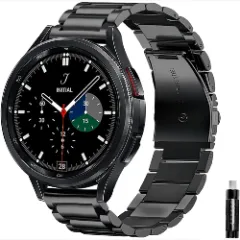 Curea Metalică Samsung Galaxy Watch 4 40mm/4 44mm/4 Clasic 46mm/5 40mm/5 44mm/5 Pro/6 44mm/6 Classic 43mm/6 Clasc 47mm/7 40mm/7 44mm/Active/Active 2 40mm/Active 2 44mm/SE 40mm/ - 20mm Metalică Casey Studios Negru