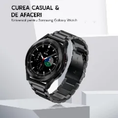 Curea Metalică Samsung Galaxy Watch 4 40mm/4 44mm/4 Clasic 46mm/5 40mm/5 44mm/5 Pro/6 44mm/6 Classic 43mm/6 Clasc 47mm/7 40mm/7 44mm/Active/Active 2 40mm/Active 2 44mm/SE 40mm/ - 20mm Metalică Casey Studios Negru