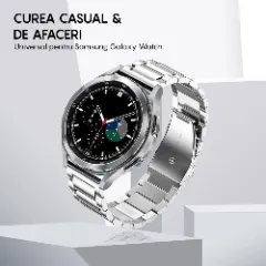 Curea Metalică Samsung Galaxy Watch 7/Active 2/Active/FE/6/5 Pro/5/4/3 - 20mm Metalică Casey Studios Silver