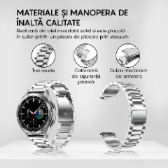 Curea Metalică Samsung Galaxy Watch 7/Active 2/Active/FE/6/5 Pro/5/4/3 - 20mm Metalică Casey Studios Silver