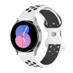 Curea Silicon Samsung Galaxy Watch 4 40mm/4 44mm/4 Clasic 46mm/5 40mm/5 44mm/5 Pro/6 44mm/6 Classic 43mm/6 Clasc 47mm/7 40mm/7 44mm/Active/Active 2 40mm/Active 2 44mm/SE 40mm/ - 20mm MM Silicone Sport Loop Casey Studios, din Silicon, cu perforatii Alb 