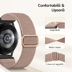 Curea Braided Samsung Galaxy Watch 4 40mm/4 44mm/4 Clasic 46mm/5 40mm/5 44mm/5 Pro/6 44mm/6 Classic 43mm/6 Clasc 47mm/7 40mm/7 44mm/Active/Active 2 40mm/Active 2 44mm/SE 40mm/ - 20mm Braided Casey Studios Pink Sand