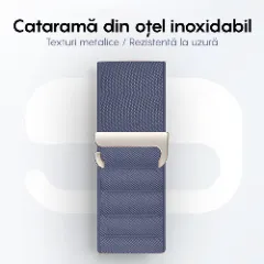 Curea Alpine Loop compatibila cu Apple Watch Ultra 2/Ultra/SE/9/8/7/6/5/4/3/2/1 - 42/44/45/49MM CASEY STUDIOS, Ajustabila, Respirabila, Material din Nailon Albastru