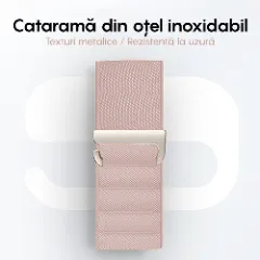 Curea Alpine Loop compatibila cu Apple Watch Ultra 2/Ultra/SE/9/8/7/6/5/4/3/2/1 - 42/44/45/49MM CASEY STUDIOS, Ajustabila, Respirabila, Material din Nailon Pink Sand