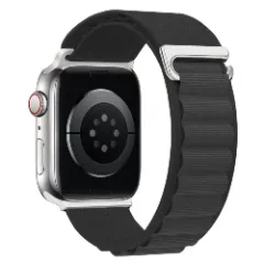 Curea Alpine Loop compatibila cu Apple Watch Ultra 2/Ultra/SE/9/8/7/6/5/4/3/2/1 - 42/44/45/49MM CASEY STUDIOS, Ajustabila, Respirabila, Material din Nailon Negru