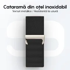 Curea Alpine Loop compatibila cu Apple Watch Ultra 2/Ultra/SE/9/8/7/6/5/4/3/2/1 - 42/44/45/49MM CASEY STUDIOS, Ajustabila, Respirabila, Material din Nailon Negru