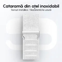 Curea Alpine Loop compatibila cu Apple Watch Ultra 2/Ultra/SE/9/8/7/6/5/4/3/2/1 - 42/44/45/49MM CASEY STUDIOS, Ajustabila, Respirabila, Material din Nailon Alb