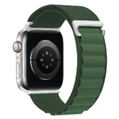 Curea Alpine Loop compatibila cu Apple Watch Ultra 2/Ultra/SE/9/8/7/6/5/4/3/2/1 - 42/44/45/49MM CASEY STUDIOS, Ajustabila, Respirabila, Material din Nailon Verde Inchis 