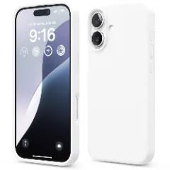 Husa iPhone 16 Casey Studios Premium Soft Silicone, de Protectie, Slim, pentru Incarcare Wireless, Margini Ridicate pentru Protectia Ecranului si a Camerelor Alb 