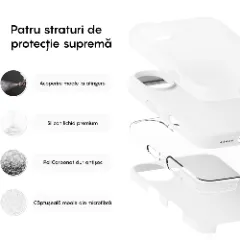 Husa iPhone 16 Casey Studios Premium Soft Silicone, de Protectie, Slim, pentru Incarcare Wireless, Margini Ridicate pentru Protectia Ecranului si a Camerelor Alb