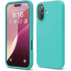 Husa iPhone 16 Casey Studios Premium Soft Silicone, de Protectie, Slim, pentru Incarcare Wireless, Margini Ridicate pentru Protectia Ecranului si a Camerelor Turcoaz 