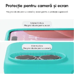 Husa iPhone 16 Casey Studios Premium Soft Silicone, de Protectie, Slim, pentru Incarcare Wireless, Margini Ridicate pentru Protectia Ecranului si a Camerelor Turcoaz