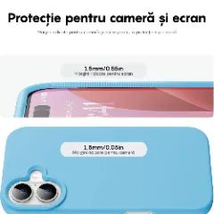 Husa iPhone 16 Casey Studios Premium Soft Silicone, de Protectie, Slim, pentru Incarcare Wireless, Margini Ridicate pentru Protectia Ecranului si a Camerelor Cadet Blue
