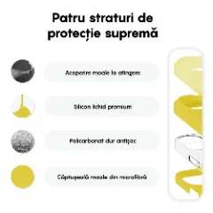 Husa iPhone 16 Casey Studios Premium Soft Silicone, de Protectie, Slim, pentru Incarcare Wireless, Margini Ridicate pentru Protectia Ecranului si a Camerelor Galben