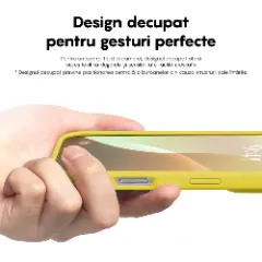 Husa iPhone 16 Casey Studios Premium Soft Silicone, de Protectie, Slim, pentru Incarcare Wireless, Margini Ridicate pentru Protectia Ecranului si a Camerelor Galben