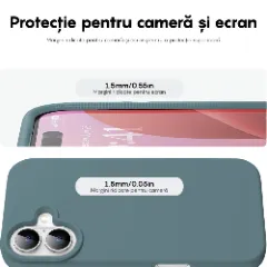Husa iPhone 16 Casey Studios Premium Soft Silicone, de Protectie, Slim, pentru Incarcare Wireless, Margini Ridicate pentru Protectia Ecranului si a Camerelor Midnight Blue