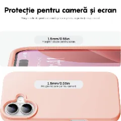 Husa iPhone 16 Casey Studios Premium Soft Silicone, de Protectie, Slim, pentru Incarcare Wireless, Margini Ridicate pentru Protectia Ecranului si a Camerelor Pink Sand
