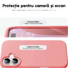 Husa iPhone 16 Casey Studios Premium Soft Silicone, de Protectie, Slim, pentru Incarcare Wireless, Margini Ridicate pentru Protectia Ecranului si a Camerelor Roz